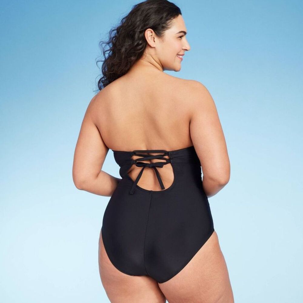 Kona Sol - Women's Bandeau Swimsuit Swimwear Black S Black - Picture 7 of 9